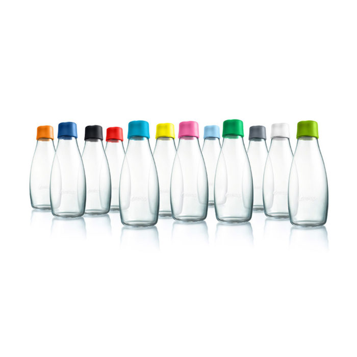 Designer Glasflasche mit verschidenen Deckeln