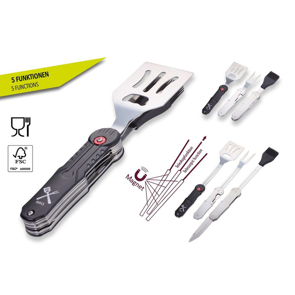 Multitool Grillbesteck mit Magnetsystem Funktionen