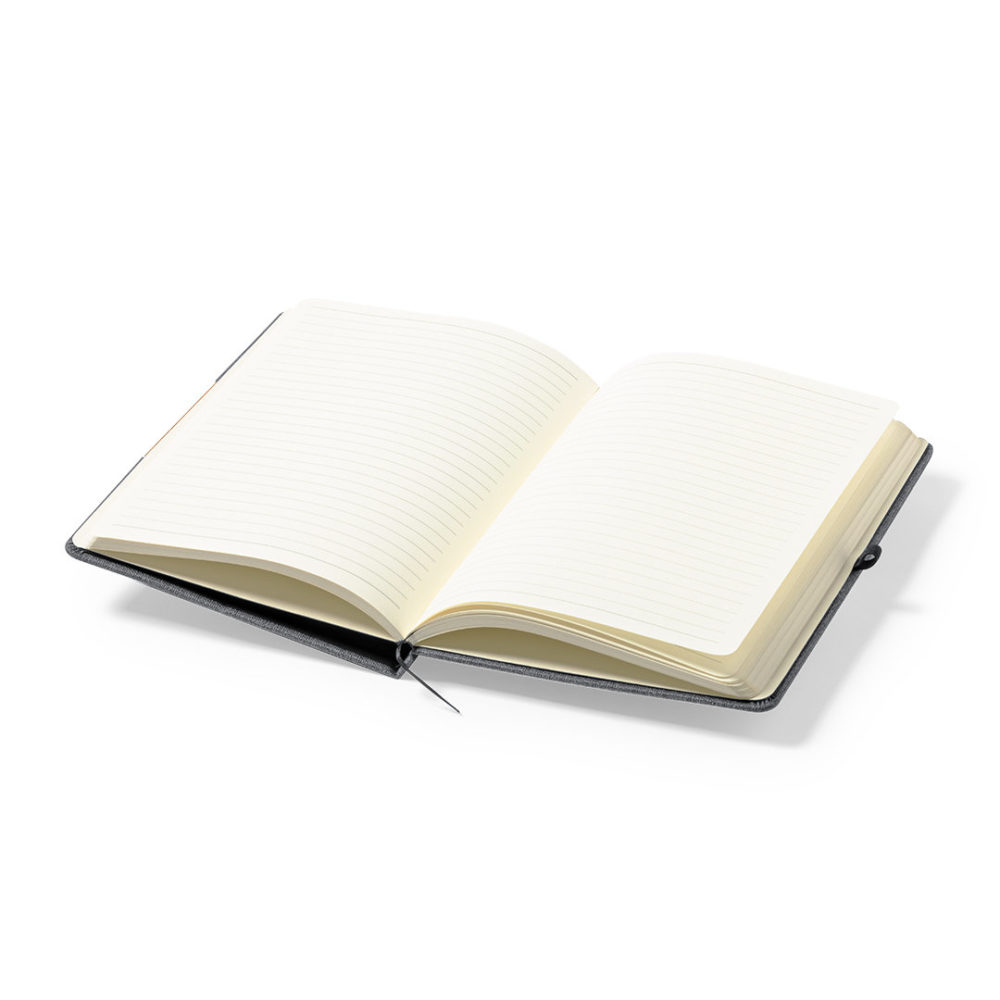 Set Office and Drink aufgeschlagenes Notizbuch