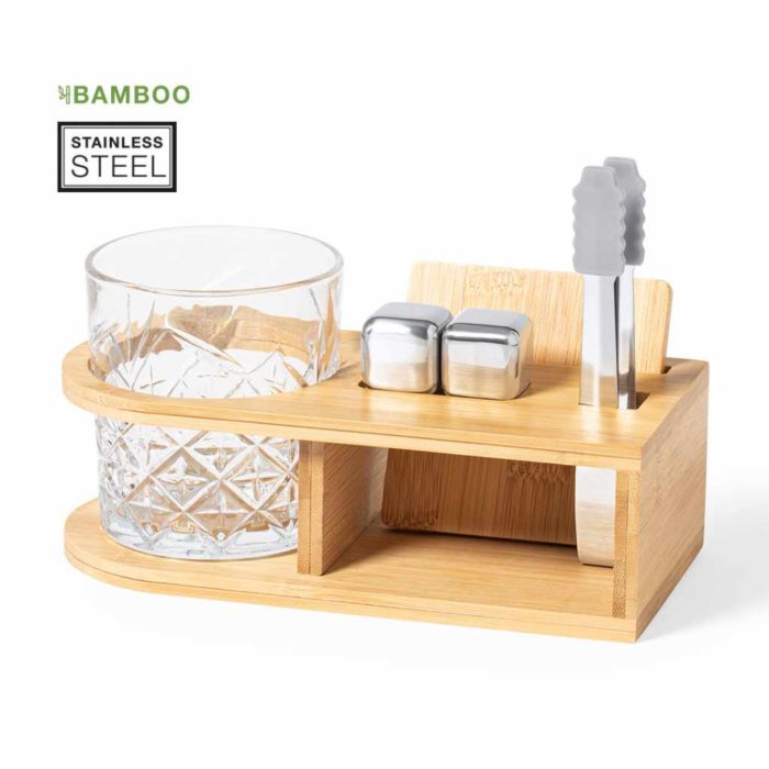 Whisky-Set Steel and Bamboo