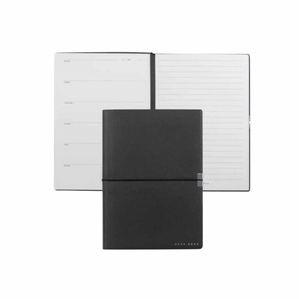 HUGO BOSS Notizbuch Elegance Storyline in SChwarz mit Agenta-Blättern
