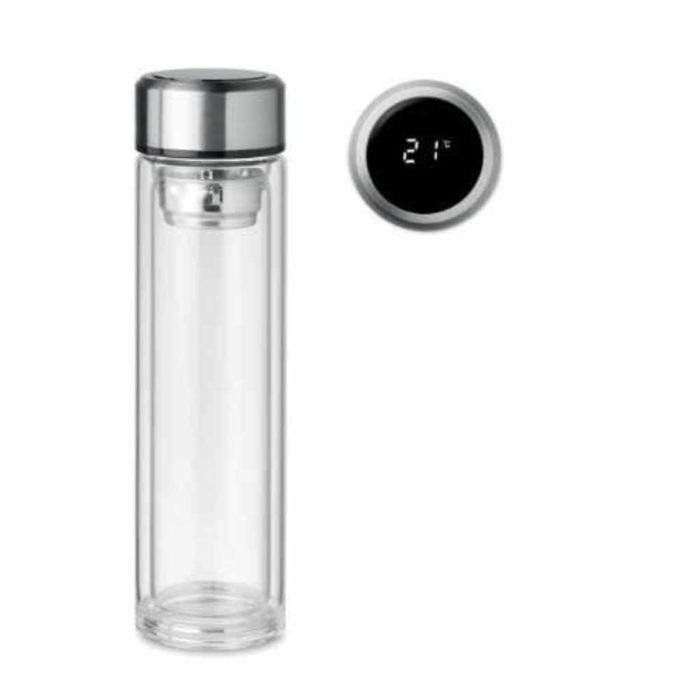 Isolierflasche aus Borosilikat-Glas mit Temperaturanzeige